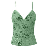 MQTIME  -  Sequins Beaded Women's Camisoles Tanks Top Lightweight Summer Flower Embroidery Tops Vacation Spring Summer Party Wear Vests