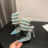 MQTIME  -  Fashion Designer Women Shoes Exquisite Pointed Tip High Heeled Sandals for Woman Sexy Model Performance Shoes Sandalias Mujer