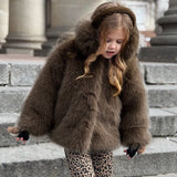 MQTIME  -  Toddler Girls Fur Jacket Solid Color Thicken Kids Baby Girls Plush Coat New Winter Fashion Little Girls Fluffy Outerwear Coat