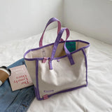 MQTIME  -  Casual Large Capaci Canvas oulder Bag Handbag Artistic Tote Bag Trendy New Ins Big Bag Soft Foldable Magnetic Bule