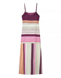  MQTIME  -  Sexy Color Block Striped Sling Maxi Dress Women Spaghetti Strap High Split Slim Long Dresses Summer New Lady Holiday Robes