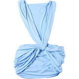MQTIME  -  Light Blue Plunge Neck Slim Mini Dress Women Ruched Twist Front Bodycon Party Club Dress Summer Fashion Sexy Cocktail Gown