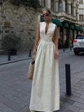 MQTIME  -  Zipper Long Dress Woman Pleated Sleeveless Bodycon Dress Summer Elegant Party Dresses For Women New Midi Dresses