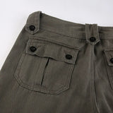 MQTIME  -  Cargo Jeans Women Street Retro Straight Casual Trousers Irregular Multi-pocket Wide Belt Design Jeans