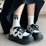 Mqtime Cow Kawaii Shoes Women Vintage Cute Sports Platform Sneakers Casual Flats Vulcanize Korean Fashion Tennis Female Lolita