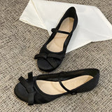  MQTIME  -  Fashion Satin Bowknot Mary Janes Women Ballet Flats Spring Autumn Comfortable Shallow Strap Buckle Lolita Girls Dance Shoes