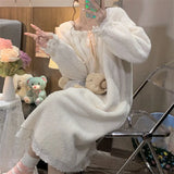 MQTIME  -   new Teen Girls Autumn Winter Warm Pajamas Women Fleece Loungewear Soft Ladies Homewear Lady Loose Breathable Casual Set Woman