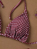 MQTIME  -  Fashion Sexy Laced Up Grid Bikinis Women Split Swimsuit Beach Vacation Bikini All Season Backless Bikinis 2 Piece Set