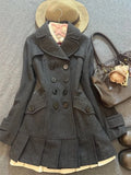 MQTIME  -  Fashionable retro Harajuku Y2K brown trend double-buttoned women's autumn/winter new style slim-fit designable hooded coat emo
