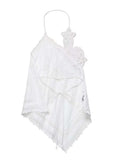  MQTIME  -  New Women Embroidery Halter Fashion Elegant Crop Tie Top Woman Sleeveless Backless Short Tops Women Sexy Elegant Party Top