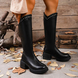  MQTIME  -  Retro Brown Thick Bottom Long Riding Boots Women Winter Comfort Platform Thick Heel Western Cowboy Boots Knee High Booties