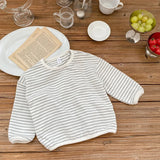  MQTIME  -  Spring Kids Basic Tee Unisex Striped Long Sleeve T-Shirt Soft Cotton Round Neck Casual Top
