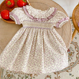 MQTIME  -  New Summer Sisters Clothes 2-6Yrs Girls Princess Dress Short Sleeved Cotton Floral Printing Kids Party Dresses