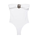 MQTIME  -  Vintage Elegant One Piece Swimsuit Women Metal Buckle Adjustable Suspender Bodysuits Bikini 2025 New Beachwear Lady Bathing Suit