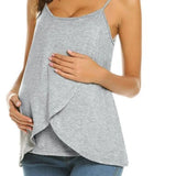 Mqtime Women Pregnant Strappy Vest Nursing Tops Maternity Breastfeeding T-Shirt Summer Fashion Pregnancy Wear