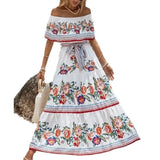 MQTIME  -  Boho Dress Women's One Shoulder Dress with Sexy and Fashionable Printed Long Style, Large Display, Summer New