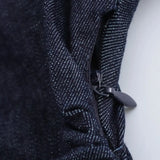 MQTIME  -  Spring Summer New Series Denim Dress Lapel Side Zipper Fashion Wrinkle Waist Slim Elegant Female Vestidos