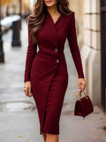  MQTIME  -  cross-border Amazon elegant professional button spring and autumn long-sleeved dress cw47977