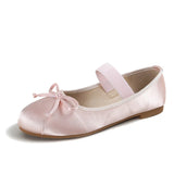 MQTIME  -  Stylish New Round Toe Bow Satin Ballet Flat Women's Shoes