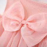 MQTIME  -  Summer Girls Boutique Clothes Korean Fashion Big Bow Sleeveless Mesh Princess Party Luxury Toddler Dress Baby Dresses B026