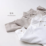 MQTIME  -  Spring New Children Long Sleeve Shirts Solid Boys Lapel Shirts Kids Girls Pocket Cardigan Baby Casual Tops Infant Clothes