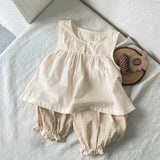  MQTIME  -  New Summer Newborn Baby Girls Clothing Set Sleeveless Cotton Solid Color Shirt+Pants Toddler Baby Girls Clothes Suit