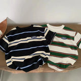 MQTIME  -  Children's T Shirt Spring and Autumn Hot Sale Boy's Striped T Shirt Contrast Fashion Long Sleeve Tops Bottoming Shirt