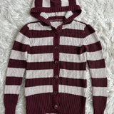 MQTIME  -  Chic Stripes Casual Hooded hood Punk Y2K Woman Daily Clothing Long Sleeve Sweater emo Fashion Knitwear Vintage Gothic Cardigan