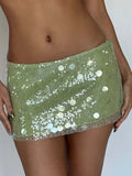 MQTIME  -  Women Sexy Temperament Wrap Hip Skirts New Autumn Elegant Hight Waist Short Skirt Spring Fashion Shiny Sequins Club Party Skirt