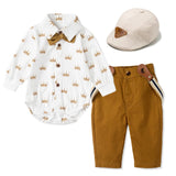 MQTIME  -  Baby Boy Clothes Suit Cotton Boutique Royal Crown Set Infant Toddler Boy Birthday Party Gift Outfit Romper Bow Hat Shoes Clothes