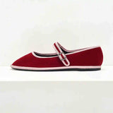 MQTIME  -  Flats Mary Jane Shoes Women Trend Velvet Casual Streetwear Ladies Shoes Canvas Buckle Strap Pointed Toe Loafers Elegant