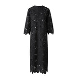 MQTIME  -  Water-Soluble Lace In Vogue Women's Skirt Suit Hollow Loose Top White Black Red Straight Long Party Skirt New Design In Stock