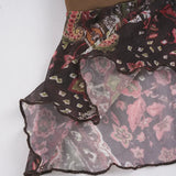 MQTIME  -  American Vintage Ethnic Print High Waist A-LINE Slim Ruffles Women's Skirts