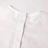  MQTIME  -  Girls White Cotton Linen Dress Spring New Baby Girl V-Neck Casual Loose Linen Long-Sleeved A-Line Dress Doll Princess Dresses