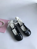 MQTIME  - Silver French Fashion Bow Flat Women's New Summer Retro Pu Leather Shoes Elegant Feminine Lolita Mary Jane Shoes