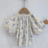 MQTIME  -  New Summer Baby Girl Clothes Suit Short Sleeved Cotton Flower Printed T-shirt+Skirt 3-7Yrs Children Clothing Set