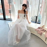 MQTIME  -  Strapless Korea Luxury Formal Wedding Dresses Pleat Ivory Sleeveless  Floor Length Elegant Bride Gowns Party Women