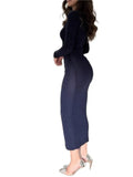  MQTIME  -  Spring Autumn Long Sleeve Elegant Long Maxi Dress Women's Clothing Casual Party Work Evening Fashionable Pencil Dresses