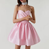  MQTIME  -  New Dress Pleated Suspenders Sexy Temperament Rhinestone Skirt