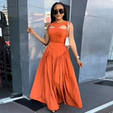 MQTIME  -  Summer New Fashion Round Neck Women Dress Sexy Hollow Out Female Slimming Medium Length Sleeveless Dresses