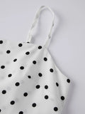 MQTIME  -  Women's Summer Slip Dress Dot Print Sleeveless Spaghetti Strap Backless Long A Line Dress with Pockets