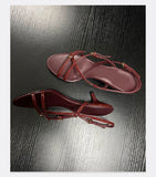MQTIME  -  Spring/Summer New Retro High Heel Strap One Button Open Toed Sandals for Women