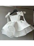 MQTIME  -  2025 New Style White Pettiskirt Big Bow Girl Princess Dress