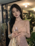 MQTIME  -  Party Dress Women Sexy Slim Sequins Spliced Fur Strapless Dresses Spring Summer Sleeveless Fashion Vestidos