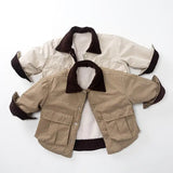  MQTIME  -  Winter New Children Plus Velvet Thick Coat Boys Girls Lapel Cotton Padded Jacket Baby Casual Shirts Jacket Kids Clothes