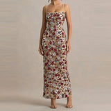 MQTIME  -  Flower Sequin Suspender Summer Long Dress Sexy Off Shoulder High Waist Slim Party Dress Elegant Women's Backless Wrap Hip Dress