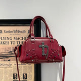  MQTIME  -  Vintage Fashion Cool Punk PU Leather Cross Large-capacity Storage Bag Unisex Bag Crossbody Bags Handbag Womens Bag Purses