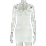 MQTIME  -  Fashionable New Sexy Backless Slim Bodycon Halter Strapless Solid Mini Dress for Women Sleeveless Valentine's Day Dresses