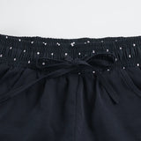  MQTIME  -  Women's Casual Summer Shorts with Polka Dot Elastic Waist With Floral Embroidery Drawstring Tie Side Pockets Loose  Mini Bottoms