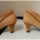 MQTIME  -  Vintage Lapel Design Polka Dot Women Pumps Fashion Bowknot Tassel Horsehair High heels Spring Autumn Female Chunky Modern Shoes